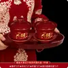 Juego de Cuenco y Palillos de Boda, Dote, Taza de Té, Par Festivo Rojo de Cuencos, Cuencos de Boda, Suministros de Boda