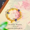 Pulsera Jin Yan Yang Mi Igual Antigua Sha Oro Quemado a Alta Temperatura Azul Flor de Seis Pétalos Cuentas Redondas Cuentas de Polvo Cuentas de Transferencia Femenina