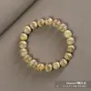 Pulsera de Cuentas para Rezar de Boj Tallado Flor de Loto, Diseño Simple, Joyería Tallada Hecha a Mano