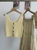 Omalai Camisola de Punto con Tirante Ancho y Cuadrado Cárdigan Corto de Punto por Capas Estilo Coreano para Mujer Top 6805