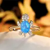 Anillo de tortuga colorido de platino y diamante azul más vendido transfronterizo moda para hombres y mujeres anillo simple una generación de venta al por mayor