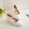 Novos sapatos femininos estilo coreano para comércio exterior, sapatos de primavera e outono de sola única, salto médio feminino, salto grosso, boca rasa, sapatos de salto alto florais, tamanho grande, adequados para estudantes
