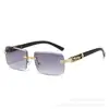 Gafas de Sol Europeas y Americanas de Montura Grande Nuevas de Moda Sin Marco Patas de Madera con Veta Color Degradado Gafas Versátiles Gafas de Moda Coreana