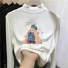 Camiseta térmica infantil de fleece dupla face, novo estilo outono/inverno, camada interna quente e macia para meninas, gola semimangata, top autotérmico
