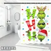 Bestseller transfronterizo de Amazon: Cortina de ducha verde del Grinch, cortina de ducha impermeable de pongee con estampado digital de dibujos animados