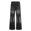 K5605 Moda Retro Americana de Calle Lavado con Bigotes Diseño Unisex Jeans Acampanados Casuales para Hombre