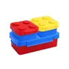 Divertida Lonchera de Bloques de Construcción Pixelados para Niños, Plástico, Apta para Microondas, Contenedor Portátil para Ensalada de Picnic