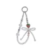 Cadena para Teléfono de Fresa de Cristal Iridiscente con Lazo de Pedrería Brillante, Correa de Muñeca Antiperdida, Llavero Encanto de Bolsa Femenino