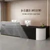 Mostrador de recepción de empresa de estilo chino nuevo, mostrador de recepción, caja registradora, mostrador de vestíbulo, escritorio de oficina pequeño, moderno y sencillo para tienda