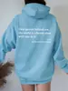 Sudadera de Felpa para Mujer de Comercio Exterior Europeo y Americano 2023 con Estampado de Letras Lisas, Bolsillo Canguro, Cordón y Sudadera con Capucha Estampada