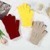 Guantes de Punto Cálidos con Pantalla Táctil para Otoño e Invierno Estilo Coreano Moda Sencilla Estilo Ins Guantes Sin Dedos Guantes Casuales Versátiles