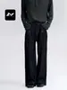 Calça Casual Jeans Azul Retrô Americana Feng Mei para Homens e Mulheres Solta Pregueada Secagem Rápida Proteção Solar Piping Caimento Calça de Perna Reta