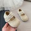 Zapatos Pequeños de Cuero para Niñas 2025 Otoño Nuevo Zapatos Infantiles con Encaje Encaje Perla Flor Pequeña Color Puro