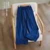 Calça Casual Artística Retrô de Algodão e Linho, Cor Sólida, Perna Larga, Caimento Solto, Tamanho Plus Size, Cruzada do Sudeste Asiático, Primavera e Outono