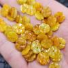 Jade Jade Huangfei Flor de Cinco Pétalas Jade Contas Soltas Jade Amarelo Fivela de Dinheiro Pulseira Colar Acessórios de Joalheria Contas Feitas à Mão