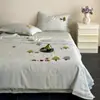 Ins Tipo Dibujo Animado un Juego de Cuatro Piezas de Edredón Fresco de Verano Lyocell Tencel de 100 Hilos Verano Lavable Seda de Hielo Edredón Acondicionado 3