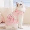 Vestido para Gato Primavera y Verano Falda para Gato Estilo Princesa Lazo Delgado Transpirable Ropa para Mascotas para Gatos Adultos y Gatitos