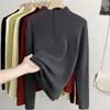 Camiseta Base de Punto de Cuello Alto Parcial para Mujer 2026 Otoño/Invierno Nuevo Suéter Ajustado para Vestir por Capas