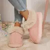Botas de neve de pelúcia de inverno para mulheres, cano curto, forradas com fleece, sapatos quentes de algodão, sola grossa, antiderrapantes, para uso externo, botas de algodão femininas plus size