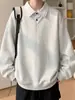 Jaqueta camisa listrada, estilo preppy, versátil, corte solto, design novo, moletom com gola falsa de duas peças, masculina de outono, manga longa, estilo americano