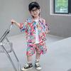 Camisa de Flores Hawaiana Traje de Playa Ropa de Verano Delgada para Niño Estilo Vacacional Camisa Casual Traje de Manga Corta Trendy