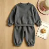 Conjunto de Moletom Liso Simples Infantil, Unissex Modelagem Solta Calça Jogger com Punho Conjunto de Duas Peças Outono, Fornecimento de Roupas Infantis