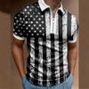 Polo de manga corta para hombre de verano europeo y americano transfronterizo con estampado de la bandera americana, moda de solapa, camiseta top de comercio exterior