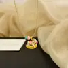 Nuevo Colgante de Carrusel Chino Cadena para Suéter para Mujer Retro Exquisito Dulce Lindo Cadena para Clavícula Pintada con Esmalte para Mujer