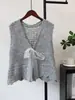 Cárdigan Chaleco de Punto Hueco con Cordones 2026 Otoño/Invierno Nuevo Suave de Capas sin Mangas Chaleco Suéter Top para Mujer