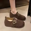 Zapatos Birkenstock de plataforma alta completamente cubiertos para mujer 2026 moda otoño retro de velcro mocasines de suela gruesa zapatos de conducción de suela blanda