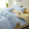 Conjunto de Roupa de Cama Quatro Peças Patchwork de Cor Lisa Dupla Cor Classe A 100% Algodão Conjunto de Três Peças para Dormitório Estudantil Algodão Puro 100% Algodão Lavado Venda por Atacado