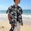 Camisas de Praia Florais da Moda para Casais, Camisas Casuais de Manga Curta com Caimento em Seda Gelada para Viagens de Férias