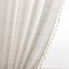 Cortinas Prontas Produto Finalizado Exclusivo Transfronteiriço dos EUA para Amazon INS Algodão e Linho Xadrez Branco Leiteiro Franja Cortina de Janela de Canto Fábrica