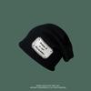Chapéu de Lã Estilo Coreano Personalizado para Mulheres com Patch Tricotado Chapéu Pulôver Moda Jovem Fino Chapéu para Frio Chapéu de Dedo para Homens
