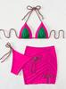 Traje de baño de comercio exterior europeo y americano Venta al por mayor transfronteriza Conjunto de bikini de tres piezas Traje de baño para mujer Bikini Moda europea y americana