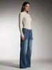 Pantalones Rectos de Nuevo Estilo, Pantalones Retro Lavados de Longitud Completa, Jeans Lavados de Cintura Alta Adelgazantes para Mujer