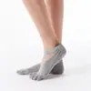 Calcetines de yoga de algodón peinado de nuevo estilo, con cinco dedos cruzados y cordones, para deportes de baile, informales y de moda.