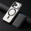 Adecuado para Funda de Teléfono Móvil con Soporte para Tarjeta Magnética Película para Lente de Iphone17 Magsafe Apple 17Pro Transparente 16 Funda Galvanizada