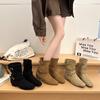 Botas Elegantes Versátiles de Tacón Alto y Suela Gruesa para Mujer Otoño e Invierno 2025 Nuevas Impermeables de Plataforma con Cordones Cierre de Cremallera Trasera Botines Elásticos
