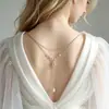 Collar Largo con Borla de Perla Artificial Estilo Europeo para Mujer, Cadena para Clavícula de Lujo Ligero con Temperamento, Cadena Trasera, Collares Modernos Versátiles