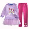 Sunshine Rainbow Little White Horse Girl terno 2022 primavera e outono roupas infantis estilo ocidental camisola saia conjunto de duas peças comércio exterior atacado