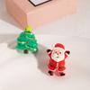 Pendientes de Diseño Divertido de Reno de Santa Claus Europeos y Americanos con Pasador de Plata, Pendientes de Campana de Navidad de Dibujos Animados de Cerámica Suave para Mujer