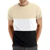 Amazon Verão Tamanho Plus Casual Gola Redonda Manga Curta Top Masculino Transfronteiriço Divisão de Cores Moda Masculina Fitness Esportes Camiseta
