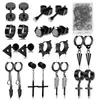 Pendientes de acero de titanio transfronterizos de Amazon, personalidad simple, pendientes de acero inoxidable, juego de pendientes negros, punto flash pelo