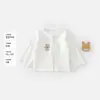 Cárdigan para bebé de manga larga, Chaqueta de clase A con estampado de osito para bebé, Camiseta básica de color liso versátil para primavera y otoño para niños pequeños