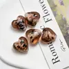 Estampado de Leopardo Arena Dorada Corazón de Melocotón Floral Retro Corazón con Forma de Corazón Agujero Recto Cuentas Vidrio Soplado a Mano Pulsera DIY Colgante Accesorios Venta al por Mayor