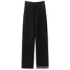 Pantalones Casuales de Lana de Punto Cálidos para Otoño/Invierno, Pierna Ancha, Ajustados, Versátiles, Color Sólido, con Cordón en la Costura Central, Cachemira