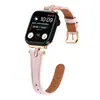 Correa para Smartwatch Adecuada para Apple Watch de 1ª a 11ª Generación Apple Ultra 2 Correa en T con Pedrería Cintura Delgada Correa de Cuero
