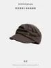 Gorro plissado estético de nicho estilo coreano para mulheres, boné de jornaleiro artístico vintage, boné versátil e estiloso para equitação, boina