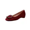 Versión de Cuero Genuino ~ Zapatos Planos Elegantes con Hebilla Cuadrada de Suela Plana para Mujer, Commuter, Nuevos de Gamuza, Punta Redonda, Versátiles, Zapatos Pequeños de Interior